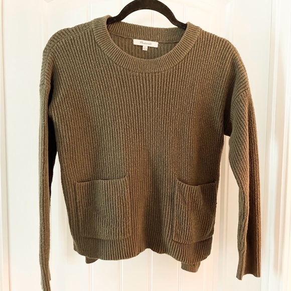 Madewell Sweaters - Madewell Khaki Ribbed Crew Neck Sweater